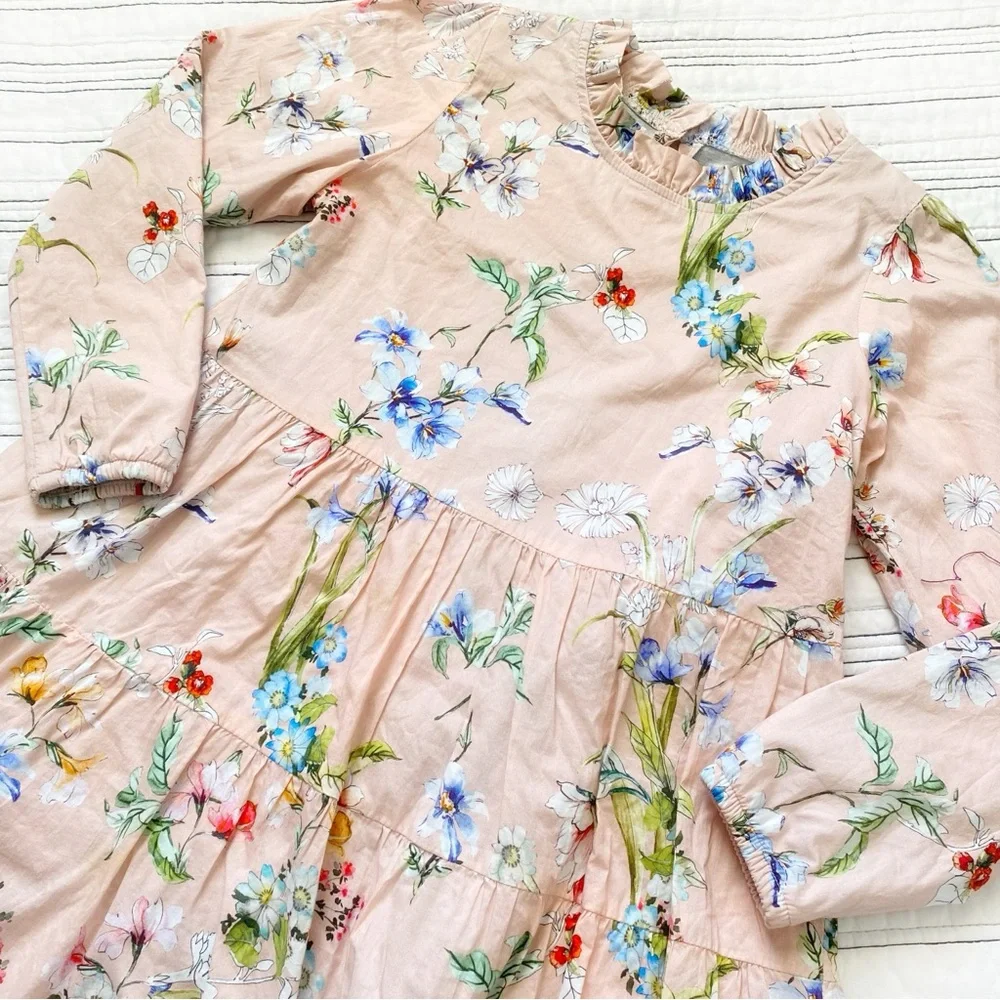 Christina Rohde Dress Rosa Multi Flower Long Sleeved Lined Girls size 6 y